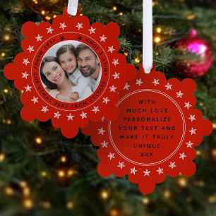   Add Photo And Name Merry Christmas Modern Family Tree Decoration Card
