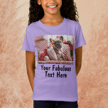 Add Photo and Text Custom Lavender Girls' T-Shirt<br><div class="desc">Create your own unique appareil gifts, Add Photo and Text on this personalised lavender t shirt. Easily make your own cool t-shirt design. The personalised kids t shirt is also avaiable for boys, men and women, in different colour choice. Perfect for bridal shower party (as floral girl custom gift), school...</div>