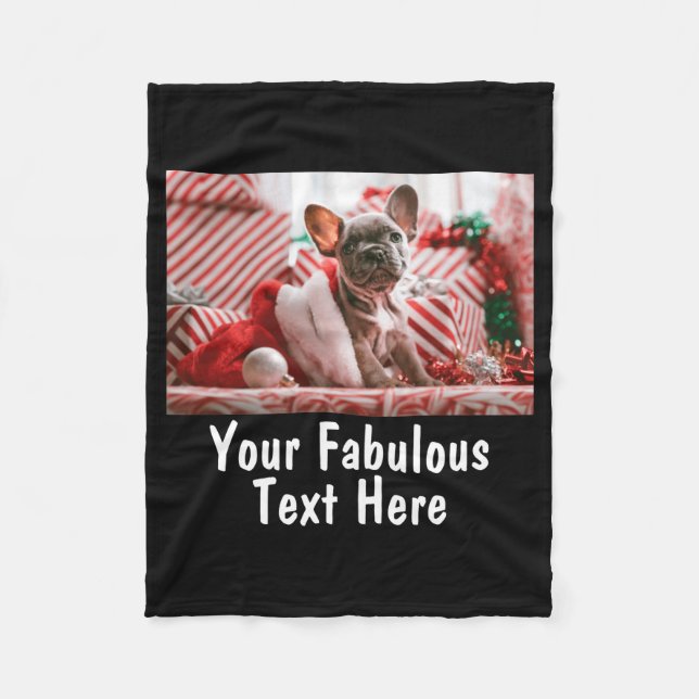 Add Photo And Text V Neck Red  Fleece Blanket (Front)