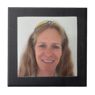 Add Photo Black Square Frame Ceramic Tile
