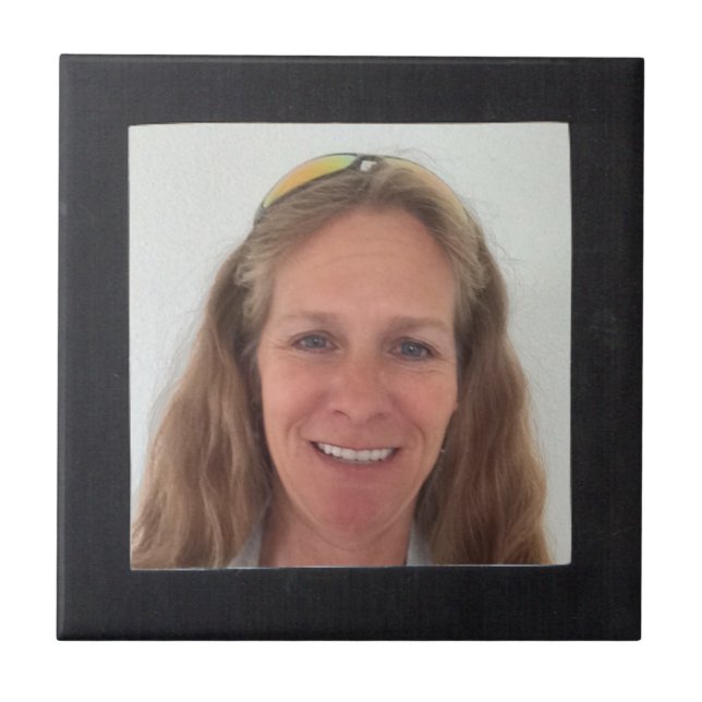 Add Photo Black Square Frame Ceramic Tile (Front)