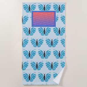 Add Photo Blue Butterfly Personalised Beach Towels
