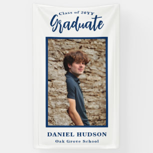 Add Photo Blue School Color Graduation Banner