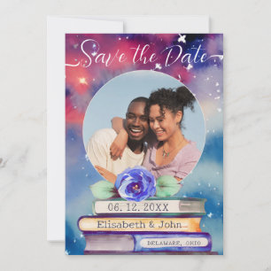 Add Photo Books & Rose Pastel Watercolor Wedding Save The Date