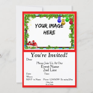 Add Photo Change ALL TEXT Christmas Party Invitation