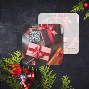 Add Photo Christmas QR Code Square Business Card