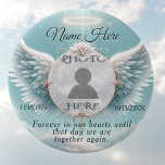 Add Photo Custom Memorial 6 Cm Round Badge<br><div class="desc">Add a photo to this comforting memorial button with angel wings and a cloud.</div>