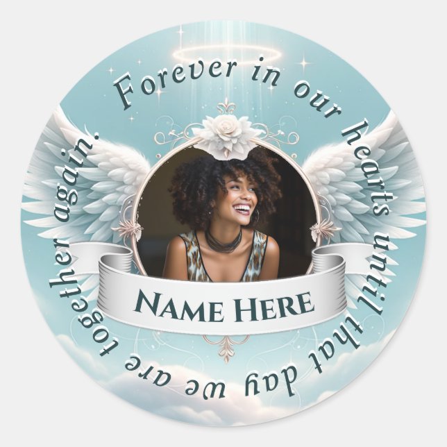 Add Photo Custom Memorial Classic Round Sticker (Front)