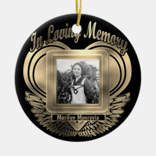 Add Photo Custom Memorial Heart  Ceramic Ornament
