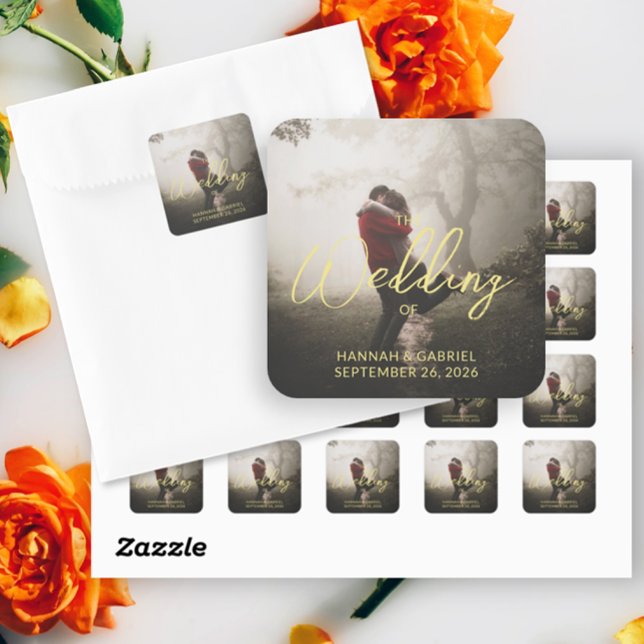 Add Photo Custom Wedding Square Sticker (Add Photo Custom Wedding Stickers)