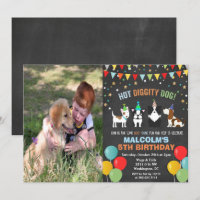 ADD PHOTO - Dog Puppy Birthday Chalk Invitation