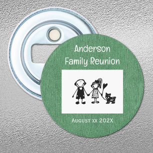 Add Photo Family Reunion, Green Denim Magnet Bottle Opener