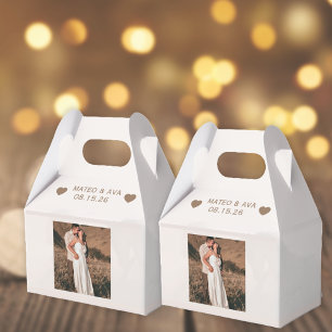 Add Photo Light Brown Wedding Favour Box