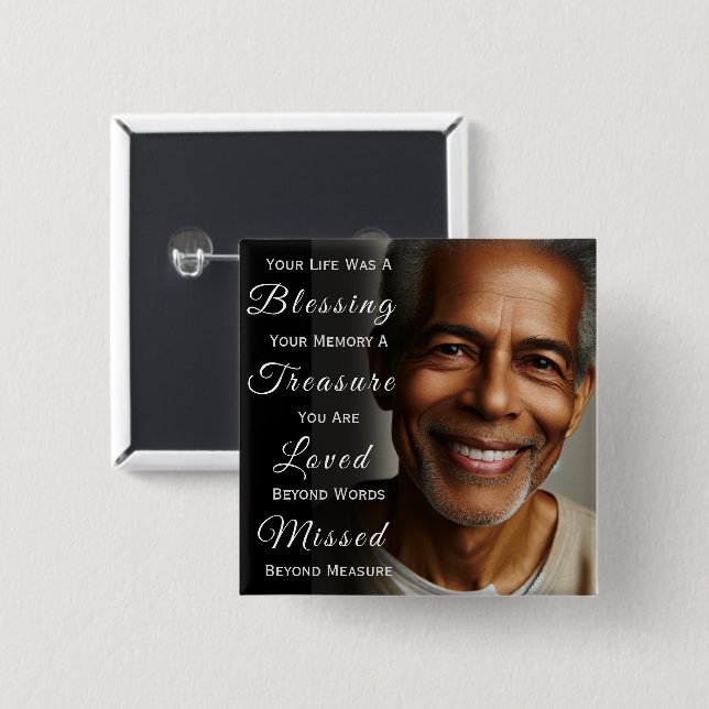 Add Photo Memorial 15 Cm Square Badge (Front & Back)