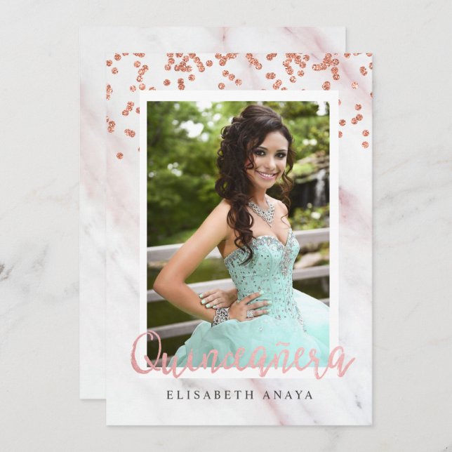 ADD PHOTO - Modern Quinceanera Invitation (Front/Back)