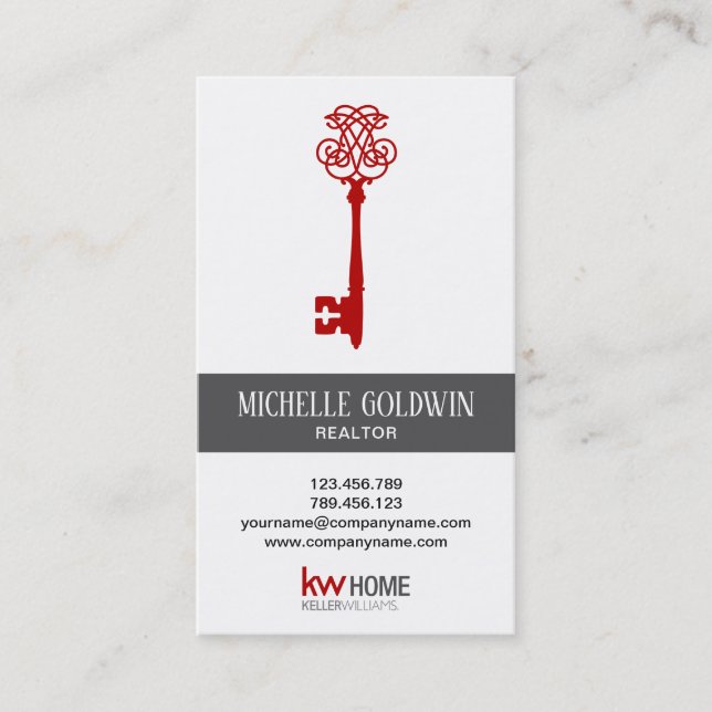 Add Photo Modern Real Estate Realtor Key Business  Business Card (Front)