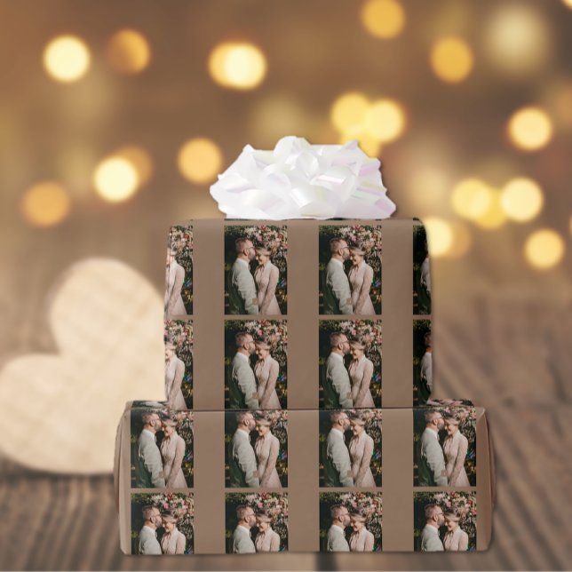 Add Photo Monogram Wedding Couple Wrapping Paper (Creator Uploaded)