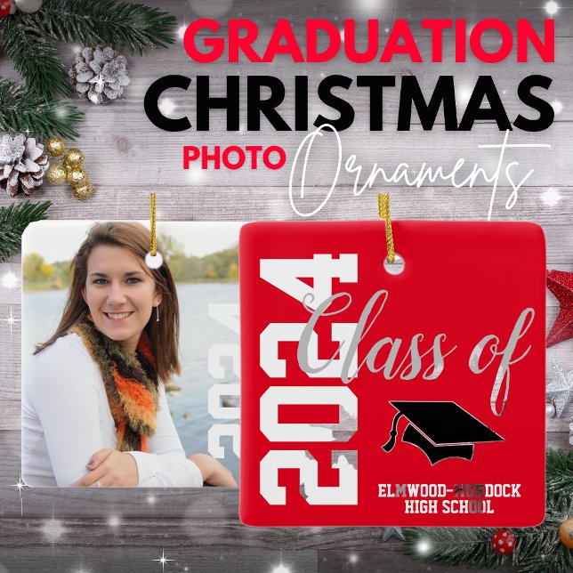 Add Photo Personalised Graduation Ceramic Ornament (Creator Uploaded)