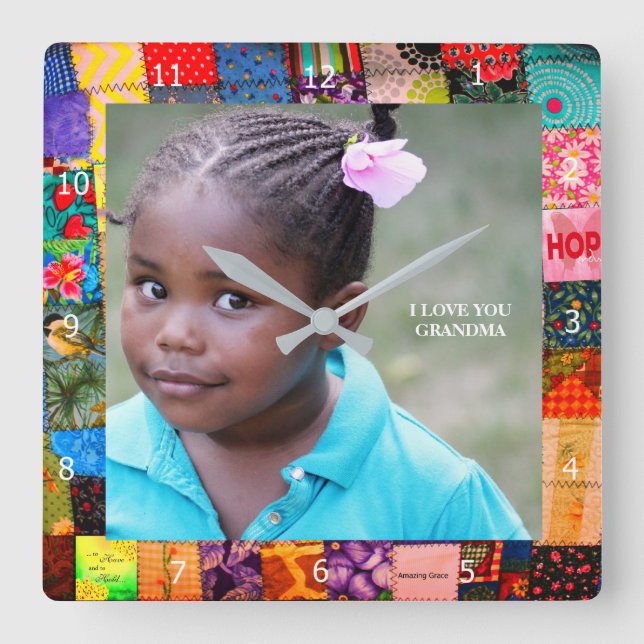 ADD PHOTO*  SQUARE WALL CLOCK (Front)