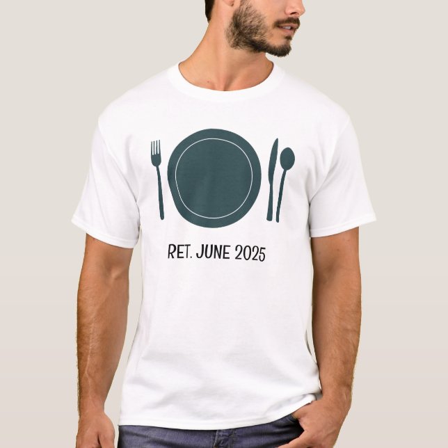 Add Photo Text Custom Retired Waitstaff Waiter T-Shirt (Front)