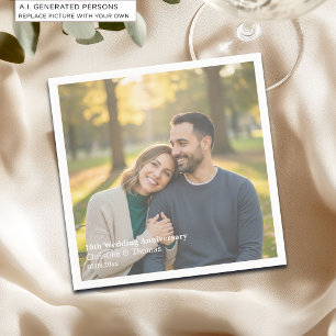 Add Photo Text Overlay 10th Wedding Anniversary  Napkin