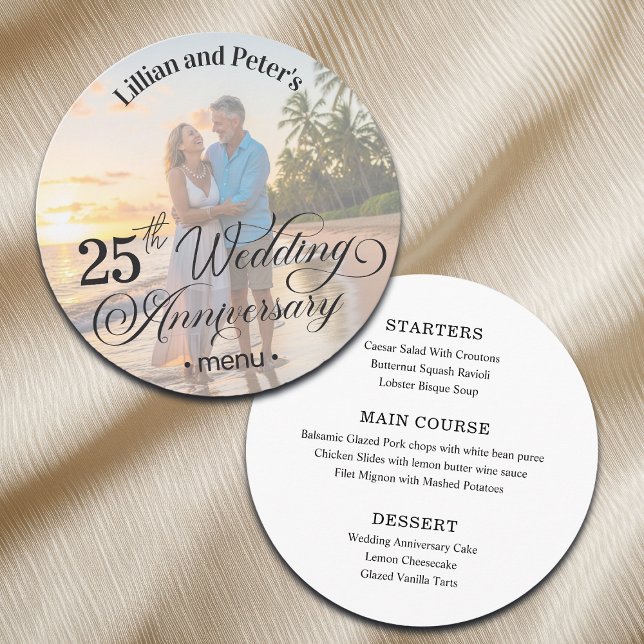 Add Photo Text Overlay 25th Wedding Anniversary  Menu (Creator Uploaded)