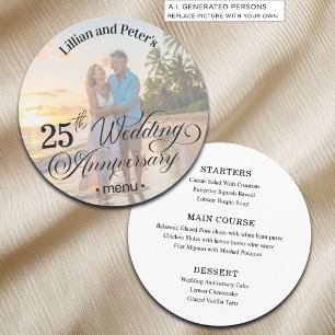 Add Photo Text Overlay 25th Wedding Anniversary Menu