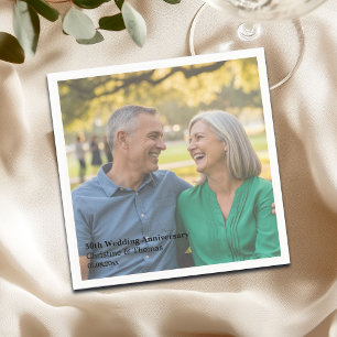 Add Photo Text Overlay 30th Wedding Anniversary Napkin