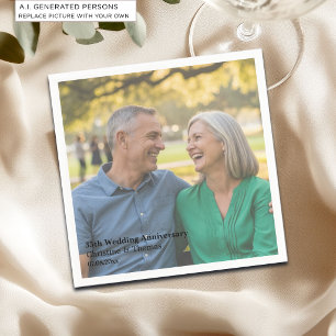 Add Photo Text Overlay 35th Wedding Anniversary Napkin