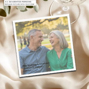 Add Photo Text Overlay 40th Wedding Anniversary  Napkin