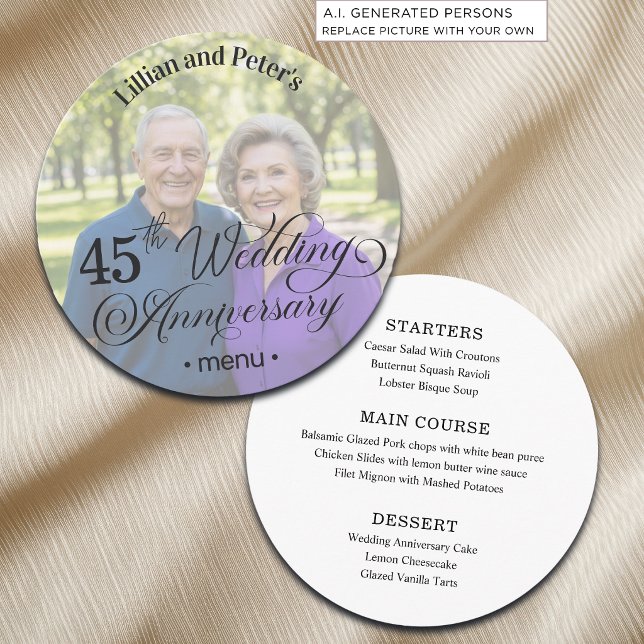 Add Photo Text Overlay 45th Wedding Anniversary  Menu (Creator Uploaded)