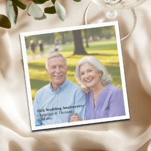 Add Photo Text Overlay 55th Wedding Anniversary  Napkin