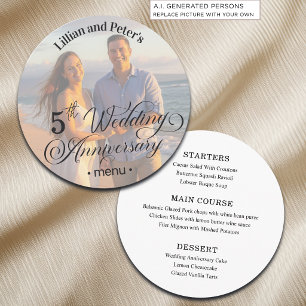 Add Photo Text Overlay 5th Wedding Anniversary Menu