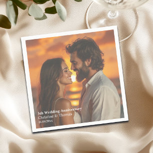 Add Photo Text Overlay 5th Wedding Anniversary  Napkin