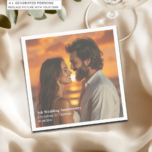 Add Photo Text Overlay 5th Wedding Anniversary  Napkin