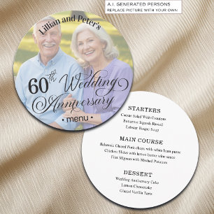 Add Photo Text Overlay 60th Wedding Anniversary Menu