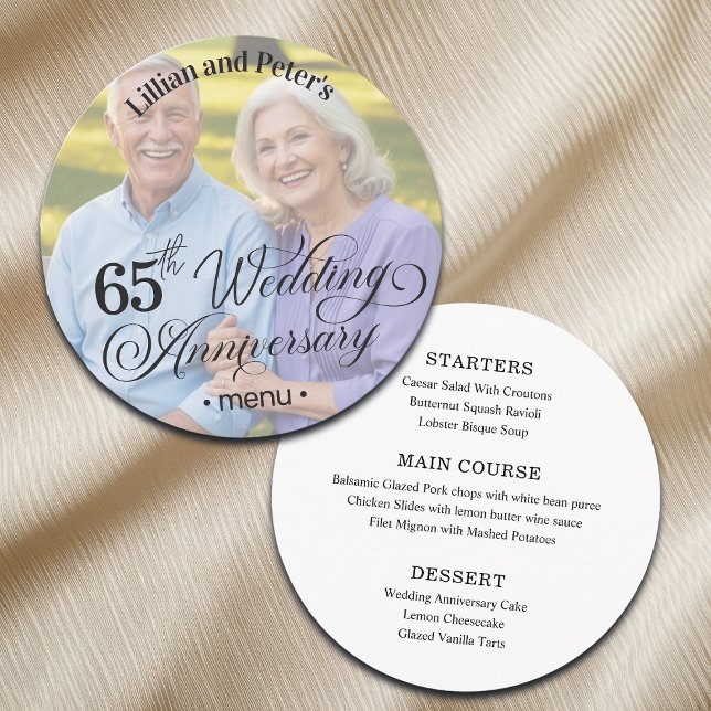 Add Photo Text Overlay 65th Wedding Anniversary  Menu (Creator Uploaded)