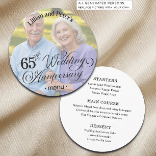 Add Photo Text Overlay 65th Wedding Anniversary Menu