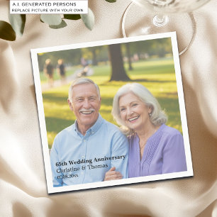 Add Photo Text Overlay 65th Wedding Anniversary Napkin