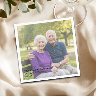 Add Photo Text Overlay 70th Wedding Anniversary Napkin