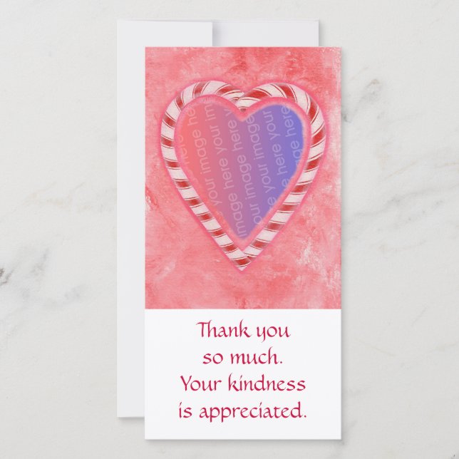 Add Photo thank you cards, Christmas candy heart Card (Front)
