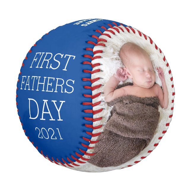Add Photo to First Fathers Day Baseball (Angled)