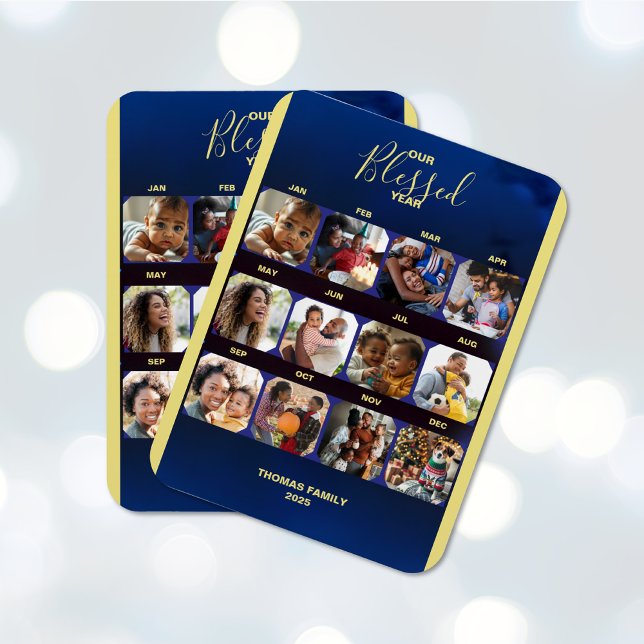 Add Photos Blessed Year Blue Flexible Magnet (Add Photos Blessed Year Blue Flexible Magnet (multiple shown))