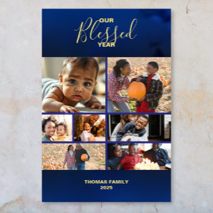 Add Photos Blessed Year Family Photo Collage Poster