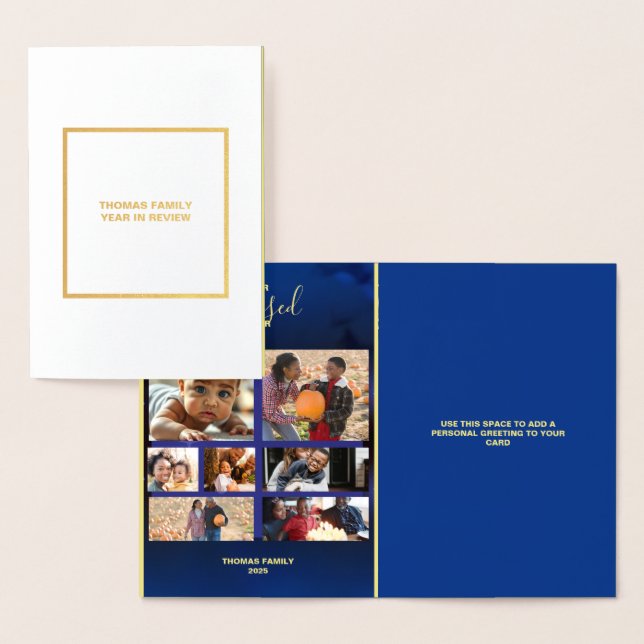 Add Photos Blessed Year Holiday Photo Foil Card (Display)