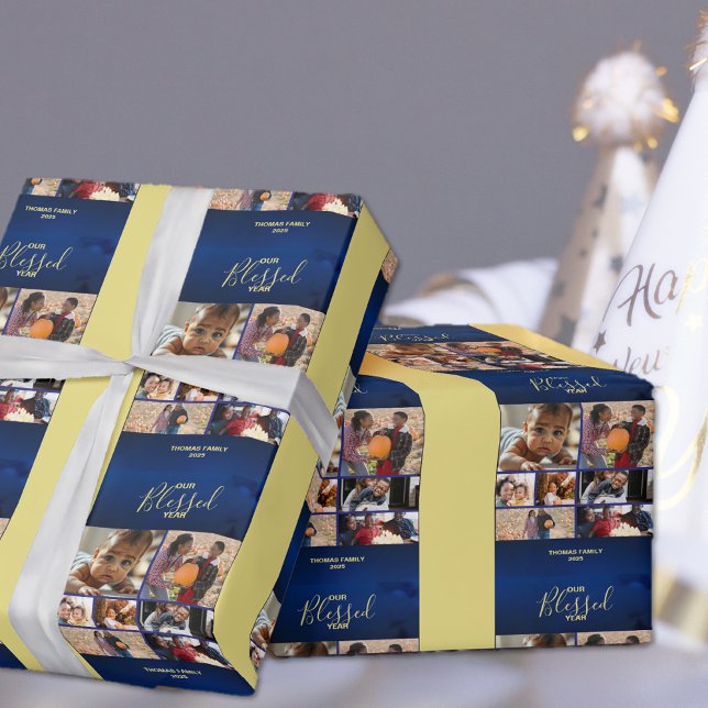Add Photos Blessed Year Holiday Photo Wrapping Paper (Add Photos Blessed Year Holiday Photo Wrapping Paper)