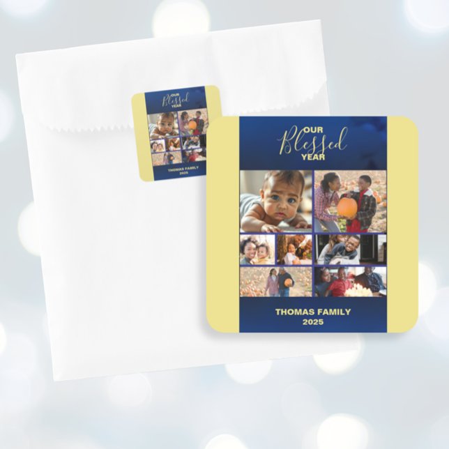 Add Photos Blessed Year Photo Square Sticker (Add Photos Blessed Year Photo Square Sticker)