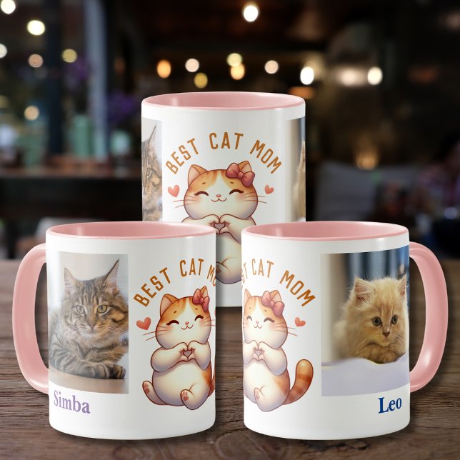 Add Photos Names Message Customised Cat Themed Mug (Creator Uploaded)
