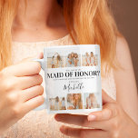 Add Photos | Will You Be My Maid of Honour?  Coffee Mug<br><div class="desc">Create a keepsake maid of honour proposal coffee mug, featuring 6 square pictures, names in elegant calligraphy script, a cute little heart that can be changed to any colour and the question 'Will you be my Maid of Honour?', All fonts can be changed in style, colour and size by clicking...</div>