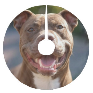 Add Pit Bull Photo Customise Brushed Polyester Tree Skirt